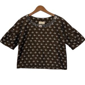 Cotelac Made in France Quilted Jacquard Metallic Logo Top Sequin Neckline 1 XS S